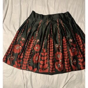 Mossimo Floral A-Line Pleated Skirt in Black and Red Sz 20W